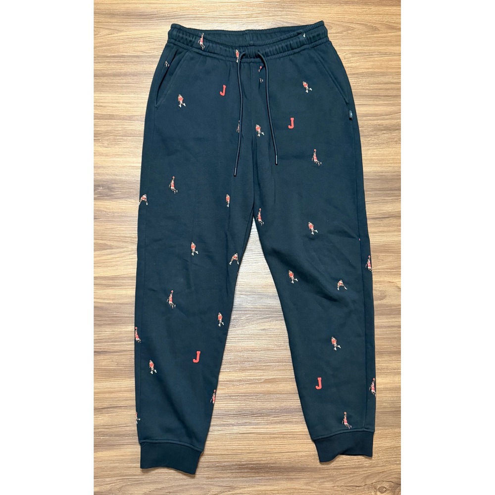 Air Jordan Essentials Mens Black AOP Graphic Fleece Sweatpants (DH3519-010) Sz M